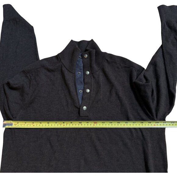 Banana Republic Men's Large Merino Wool Tipped Snap-Placket Sweater Dark Brown - Picture 9 of 9